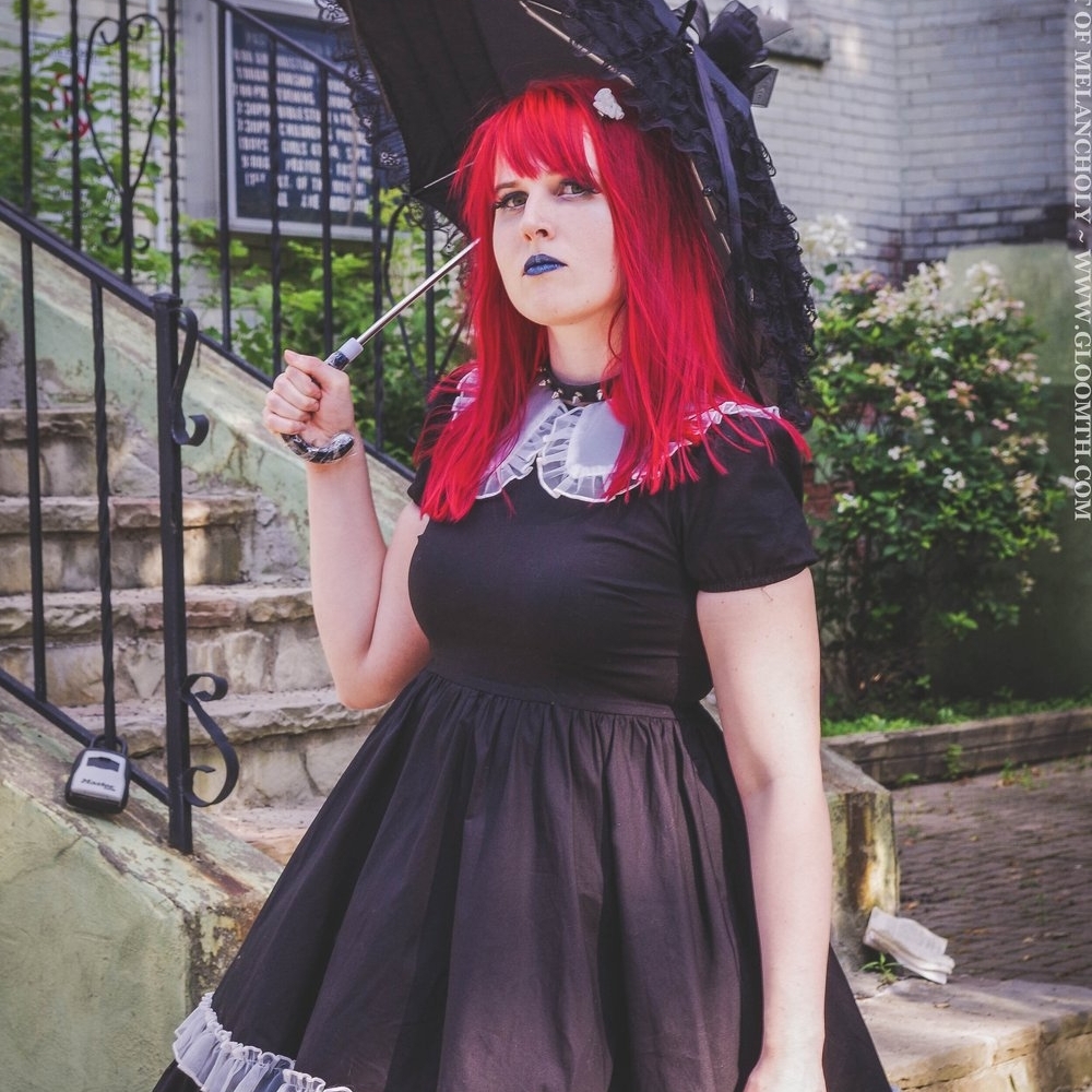 "Domestique" Black Cotton Maid Dress with Sheer Apron - Picture 3 of 12